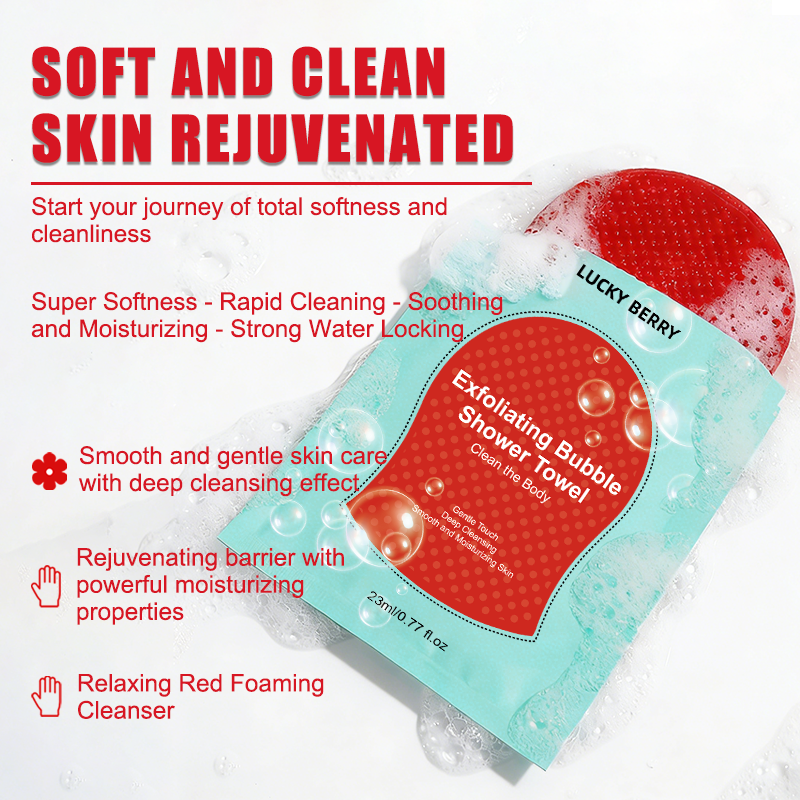 Soft Moisturizing Oil-Control Exfoliating Body Red Gloves Cleanser Bath Towel Back Scrubbing Shower Gadget for Men Women